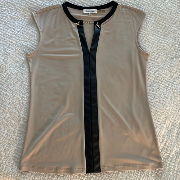 Calvin Klein Tops - Women’s Calvin Klein beige and black blouse. Size Small.